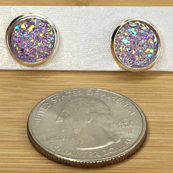 Jewelry - Purple Lavender Druzy Earrings
